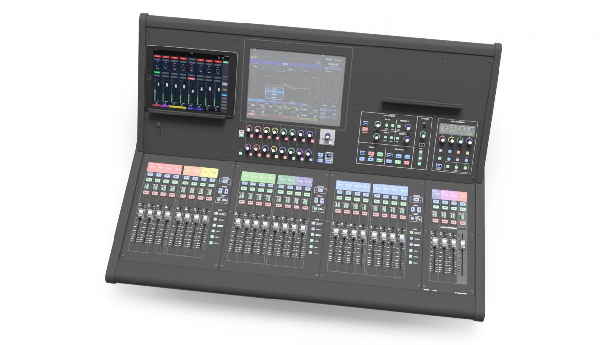 3D Live Mixing Console Grey Lights On 2