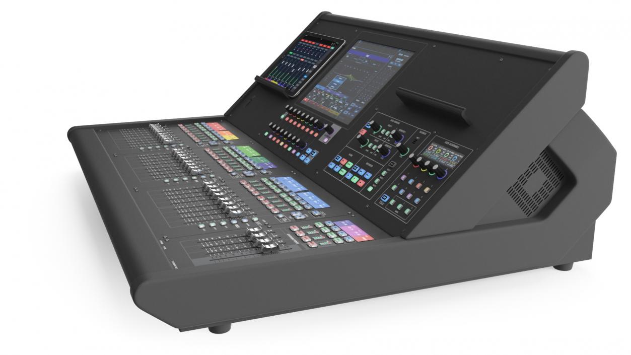 3D Live Mixing Console Grey Lights On 2