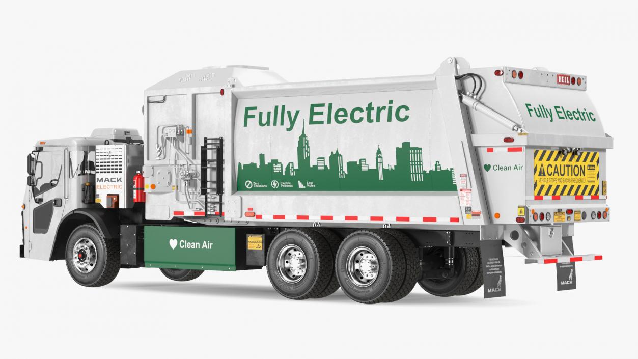 3D LR Electric Mack Truck White model