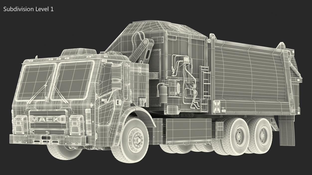 3D LR Electric Mack Truck White model