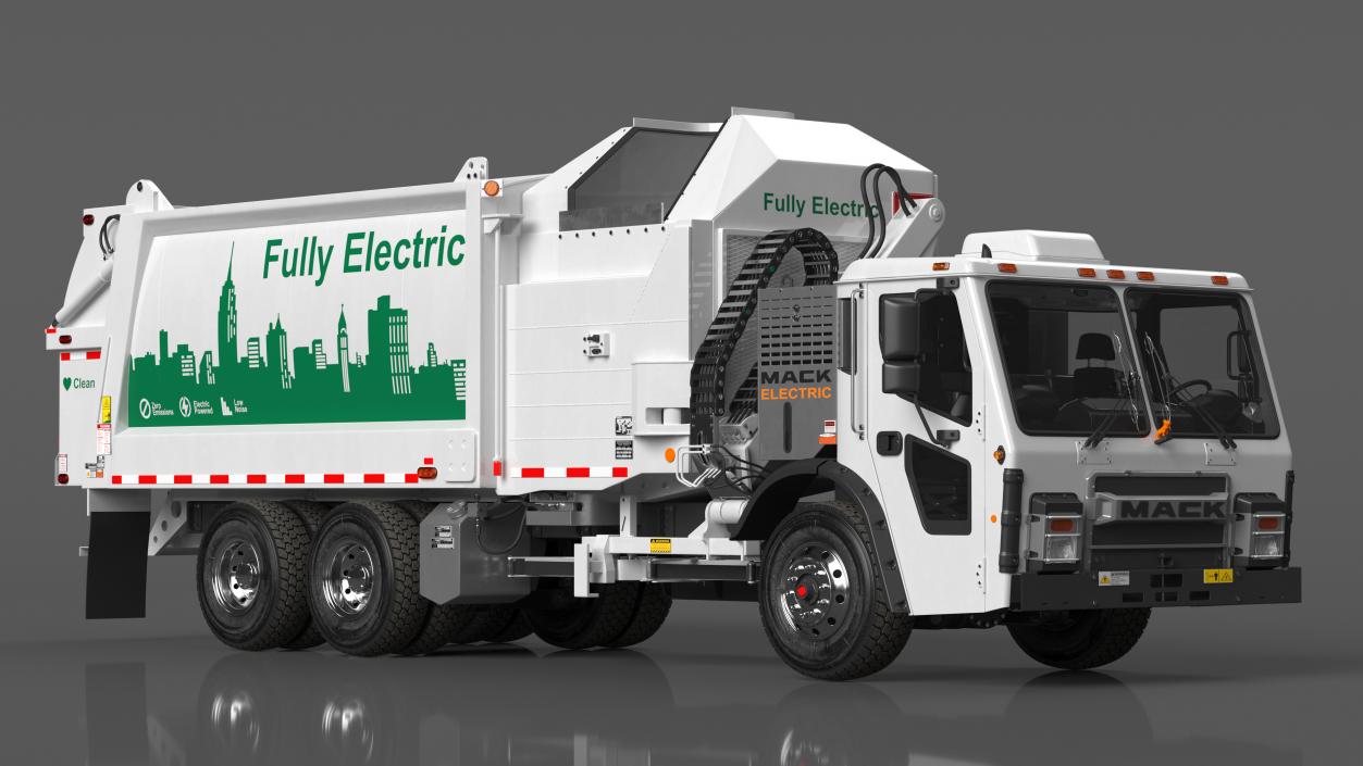 3D LR Electric Mack Truck White model