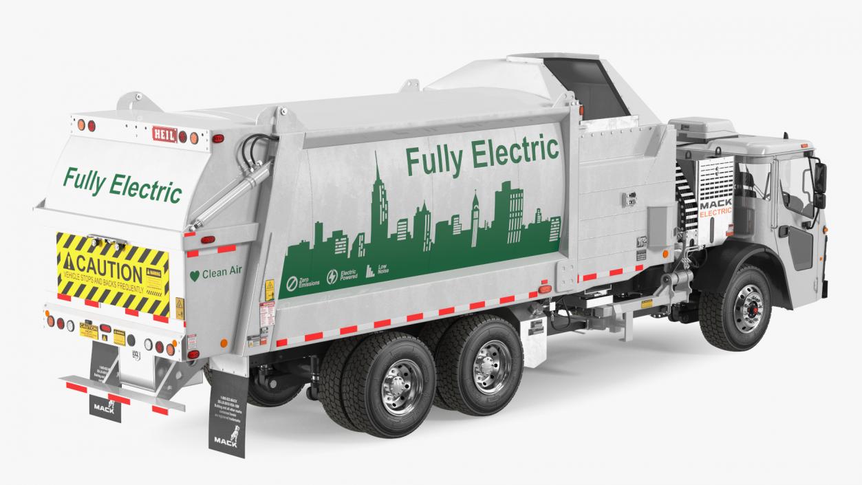 3D LR Electric Mack Truck White model