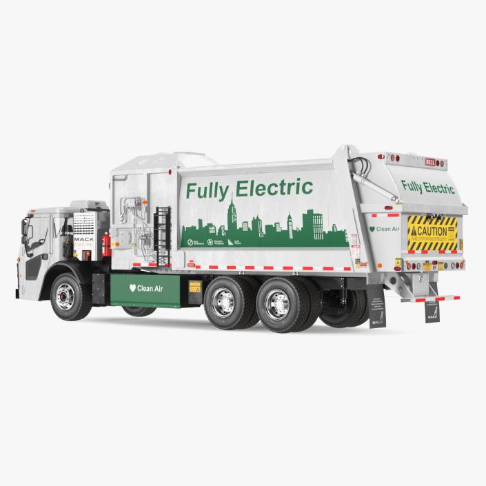 3D LR Electric Mack Truck White model