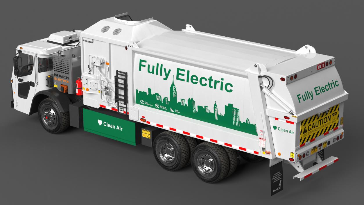 3D LR Electric Mack Truck White model