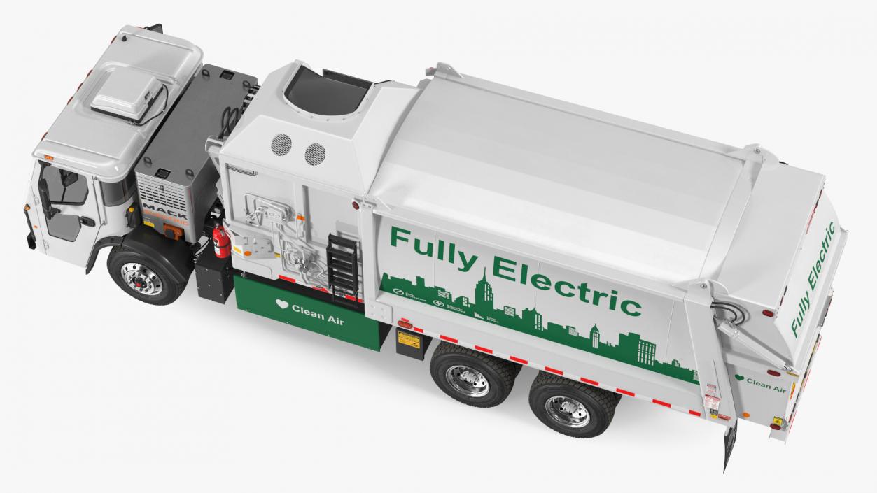 3D LR Electric Mack Truck White model