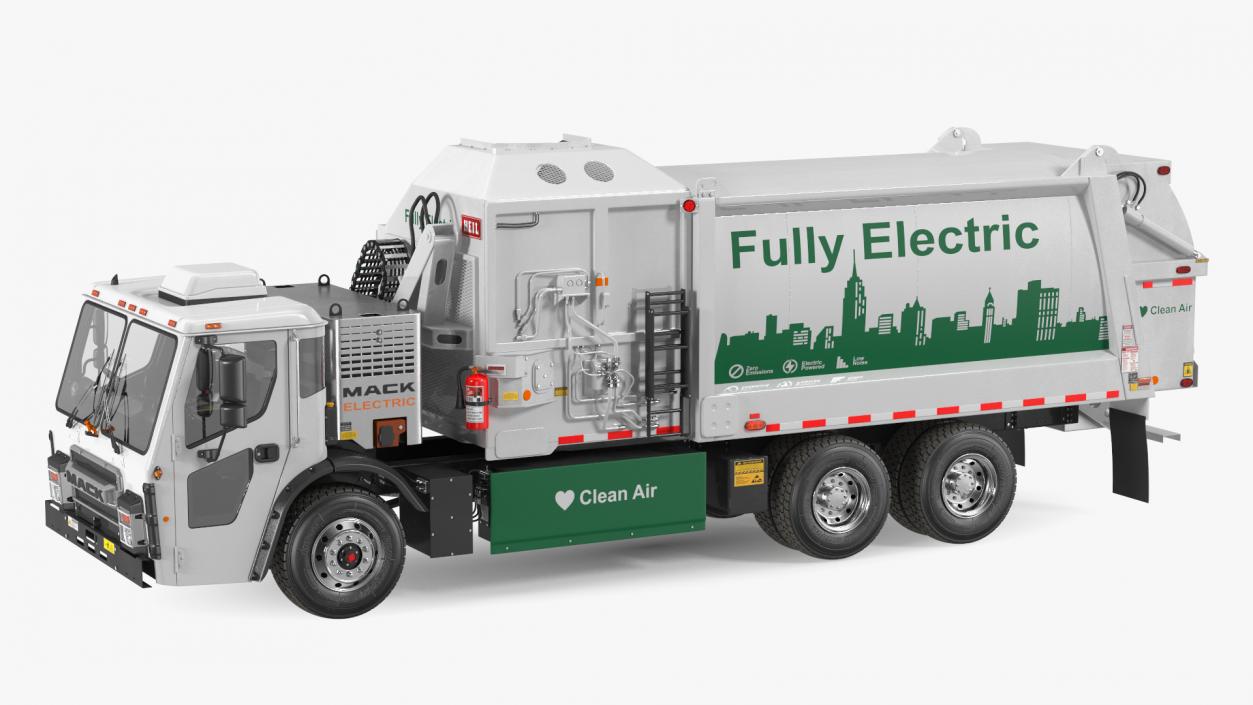 3D LR Electric Mack Truck White model