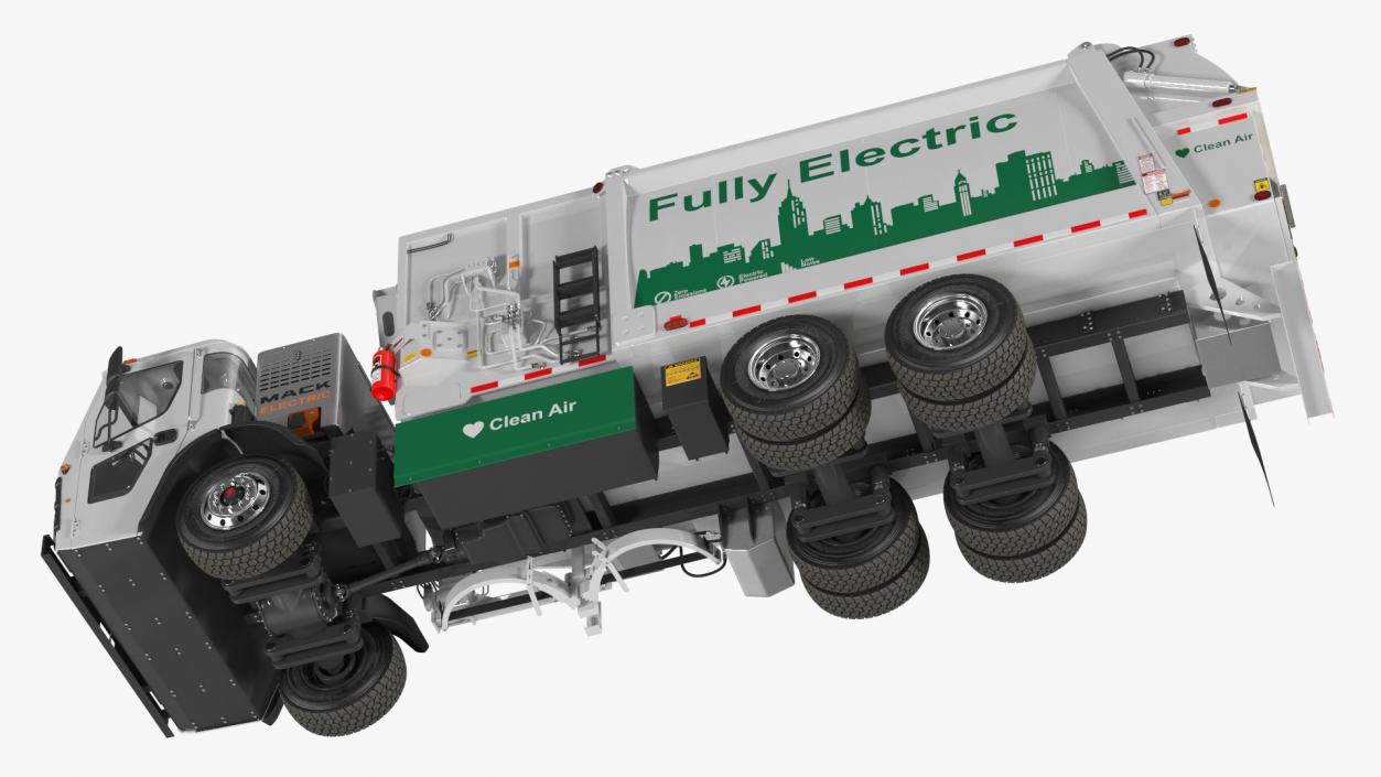 3D LR Electric Mack Truck White model