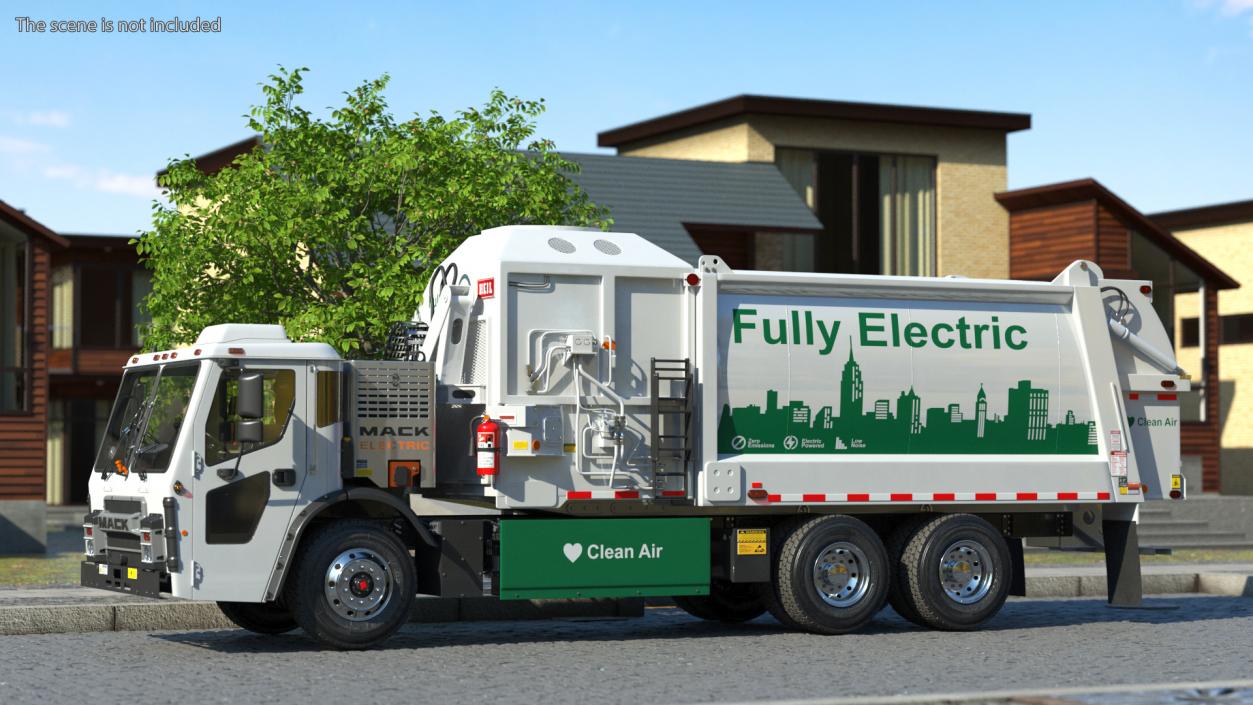 3D LR Electric Mack Truck White model