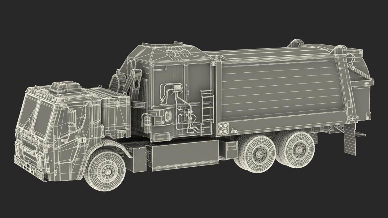 3D LR Electric Mack Truck White model