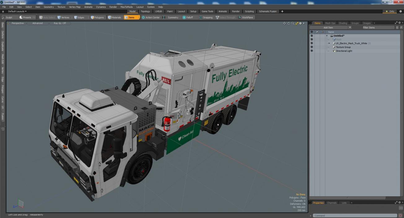 3D LR Electric Mack Truck White model