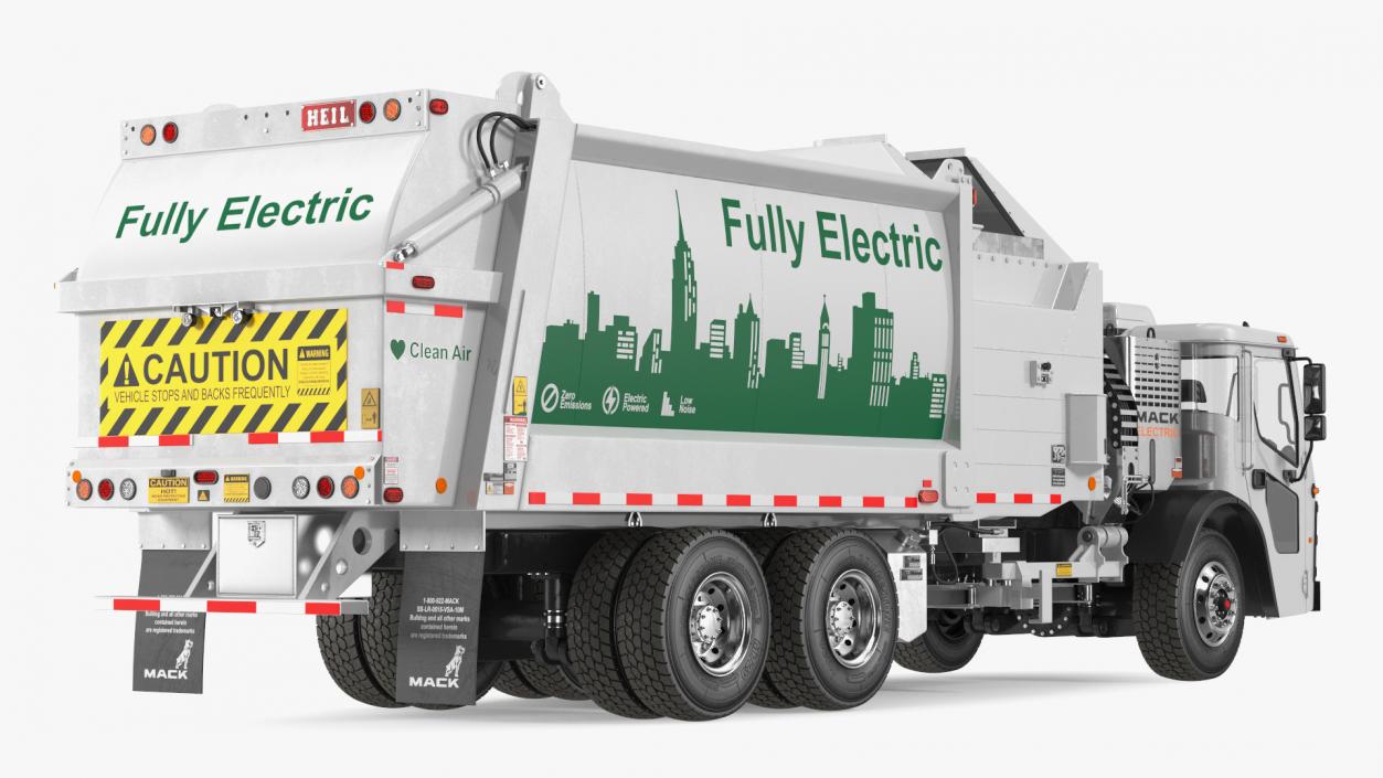 3D LR Electric Mack Truck White model