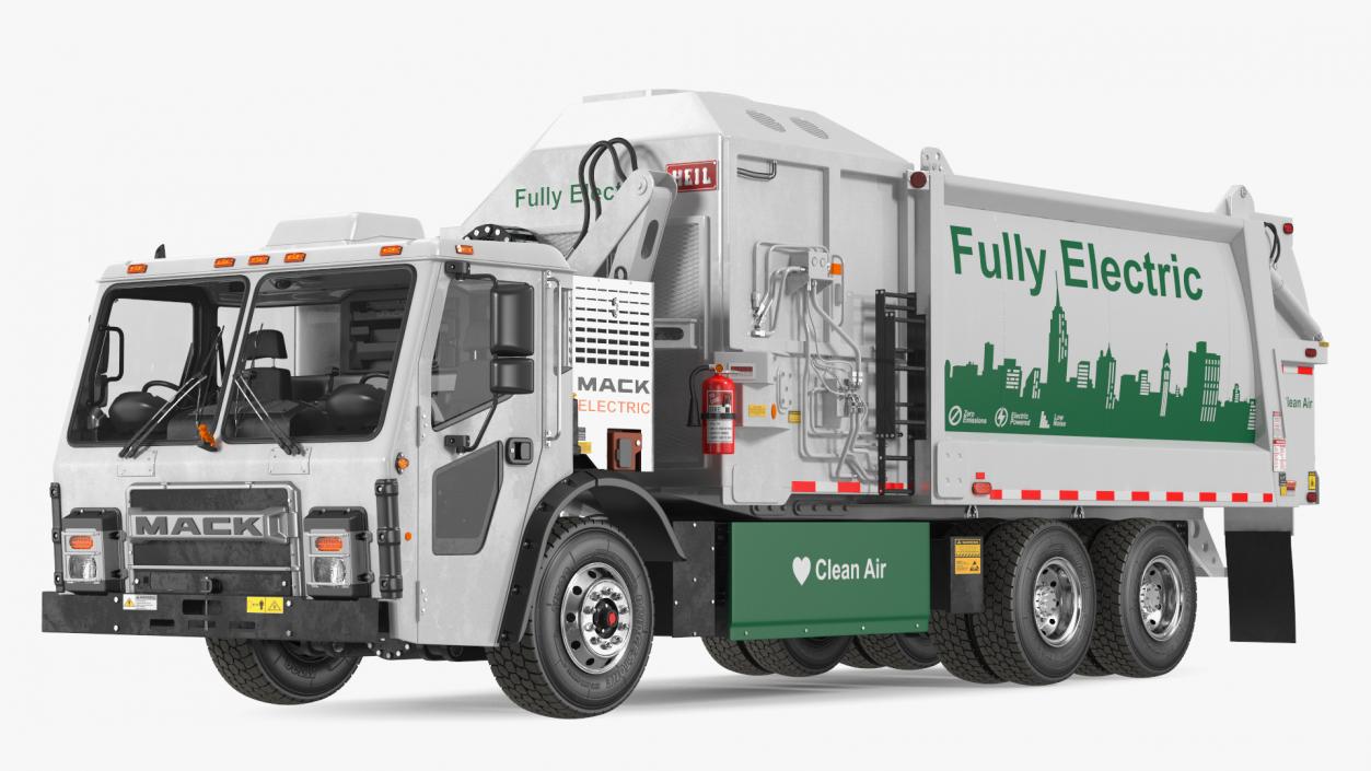 3D LR Electric Mack Truck White model