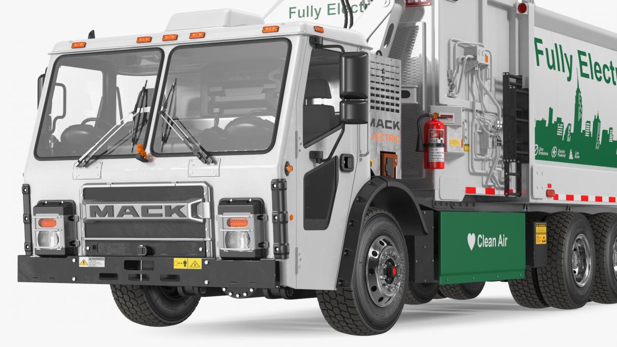 3D LR Electric Mack Truck White model