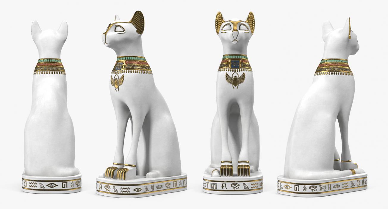 3D model Egyptian Cat Statue White