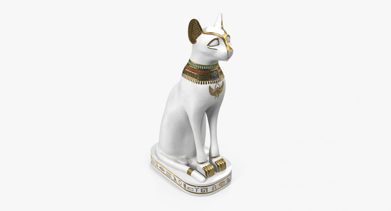 3D model Egyptian Cat Statue White