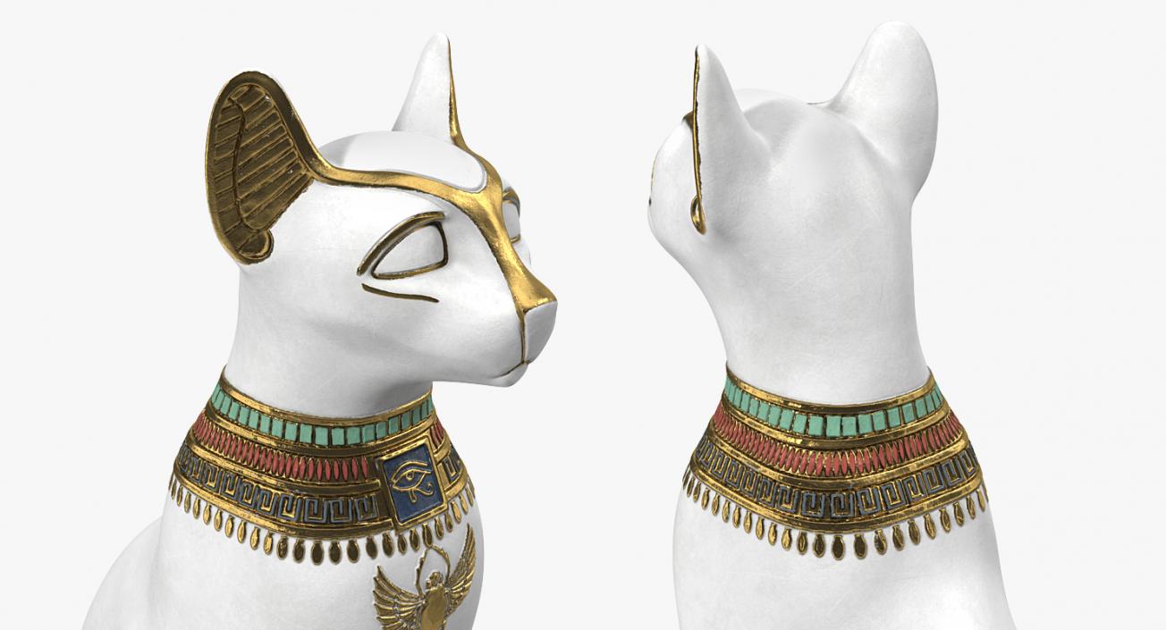 3D model Egyptian Cat Statue White