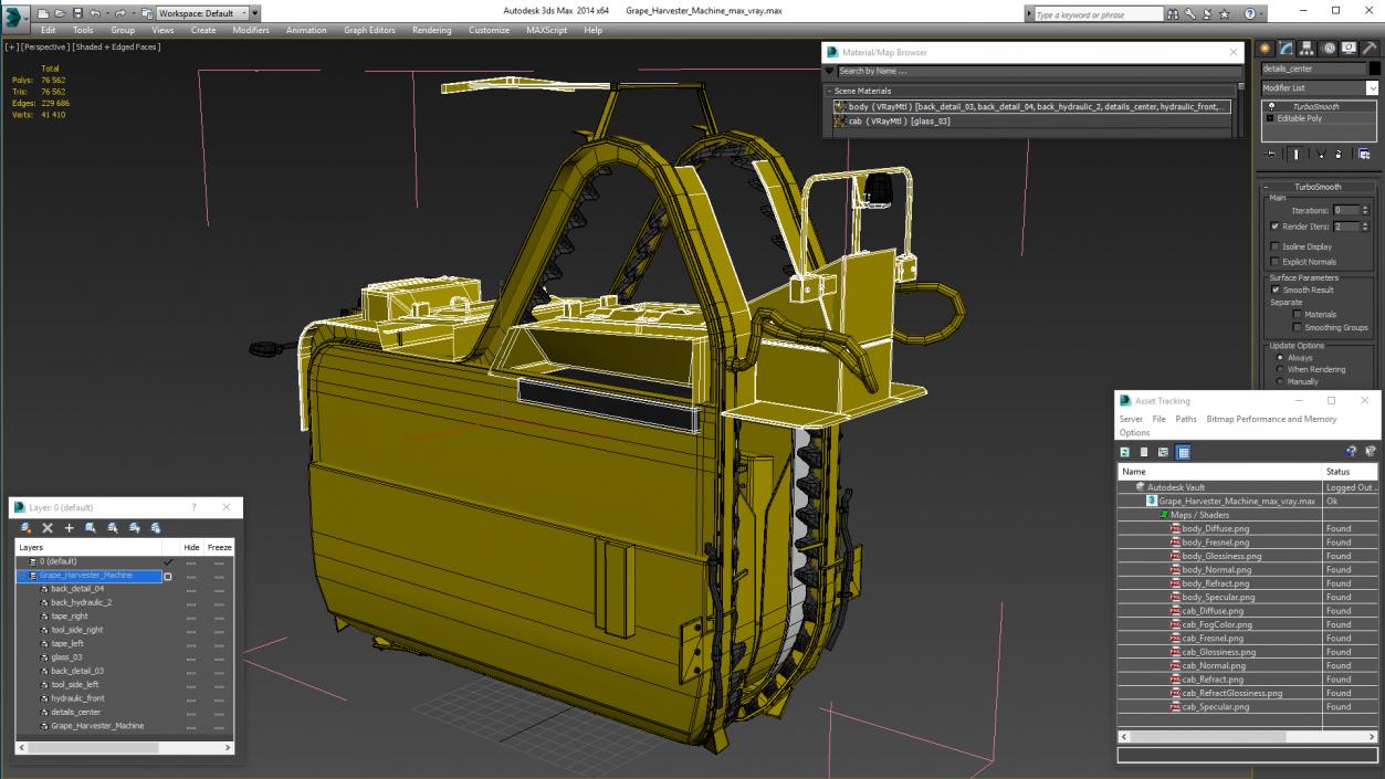 3D Grape Harvester Machine model