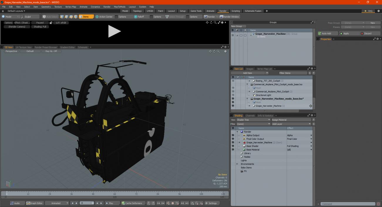 3D Grape Harvester Machine model