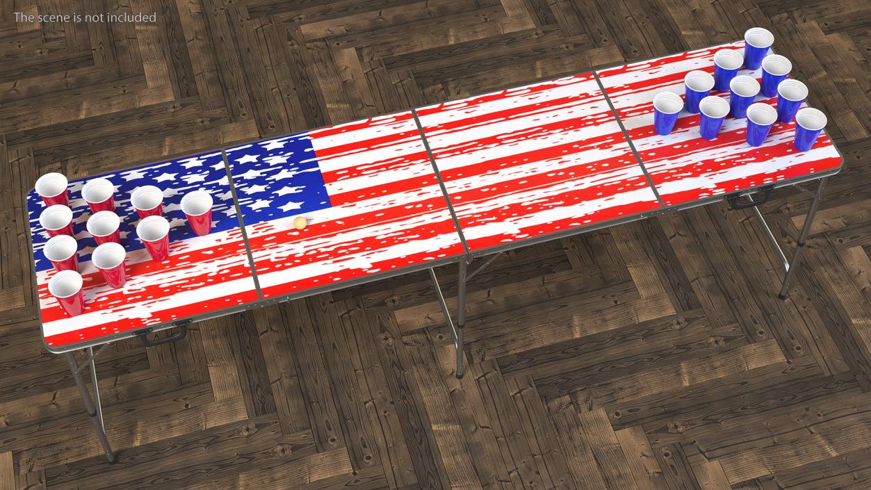 3D model Beer Pong Table USA Style