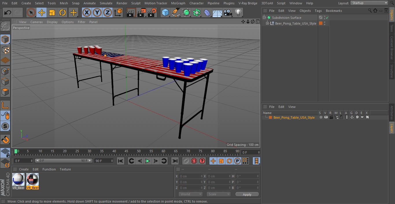 3D model Beer Pong Table USA Style