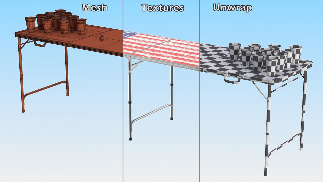 3D model Beer Pong Table USA Style