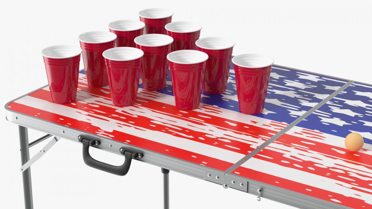 3D model Beer Pong Table USA Style