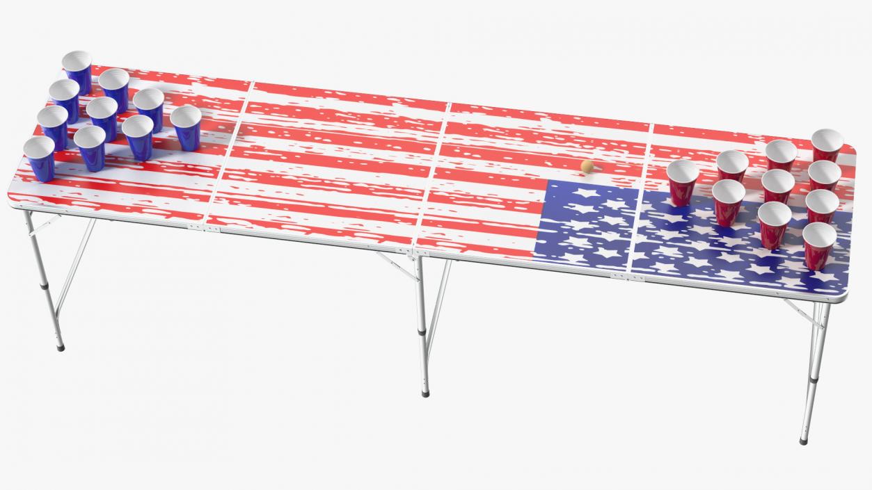 3D model Beer Pong Table USA Style