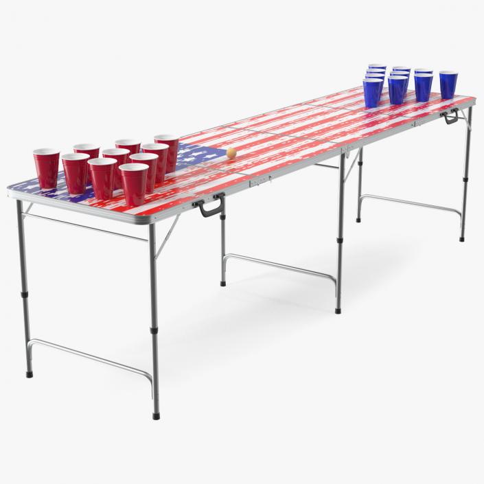 3D model Beer Pong Table USA Style