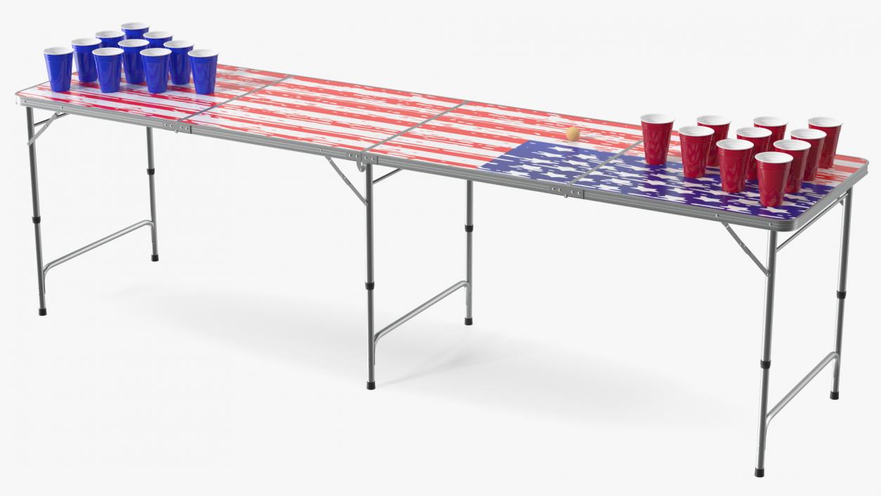 3D model Beer Pong Table USA Style