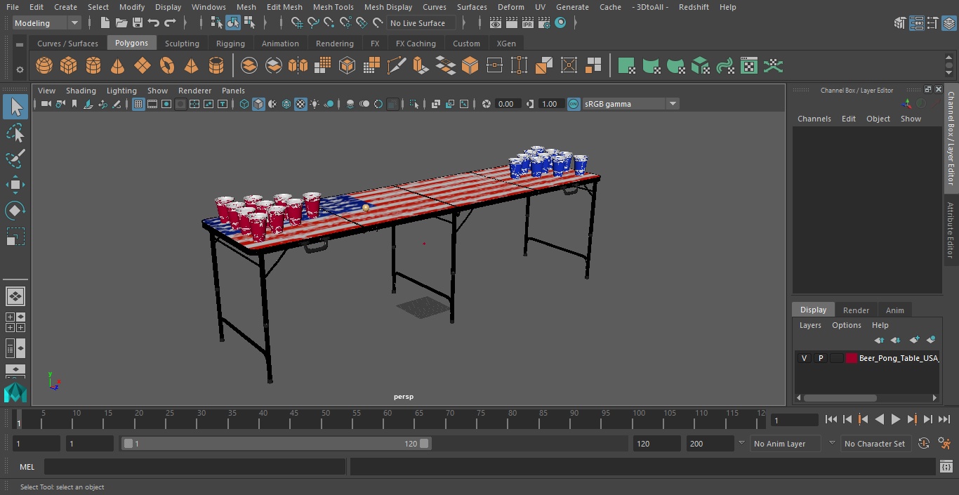 3D model Beer Pong Table USA Style