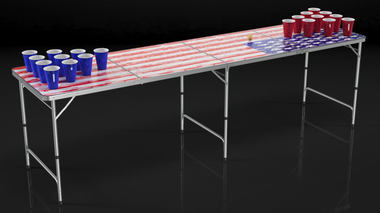 3D model Beer Pong Table USA Style