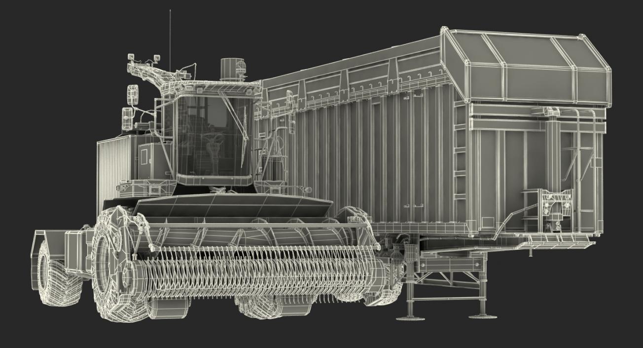 Combine Harvester CMC Saturne 5800 with Trailer Rigged 3D model