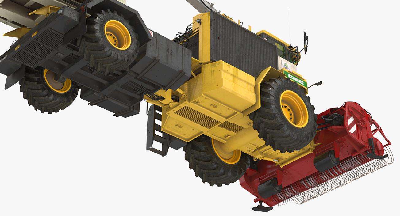 Combine Harvester CMC Saturne 5800 with Trailer Rigged 3D model