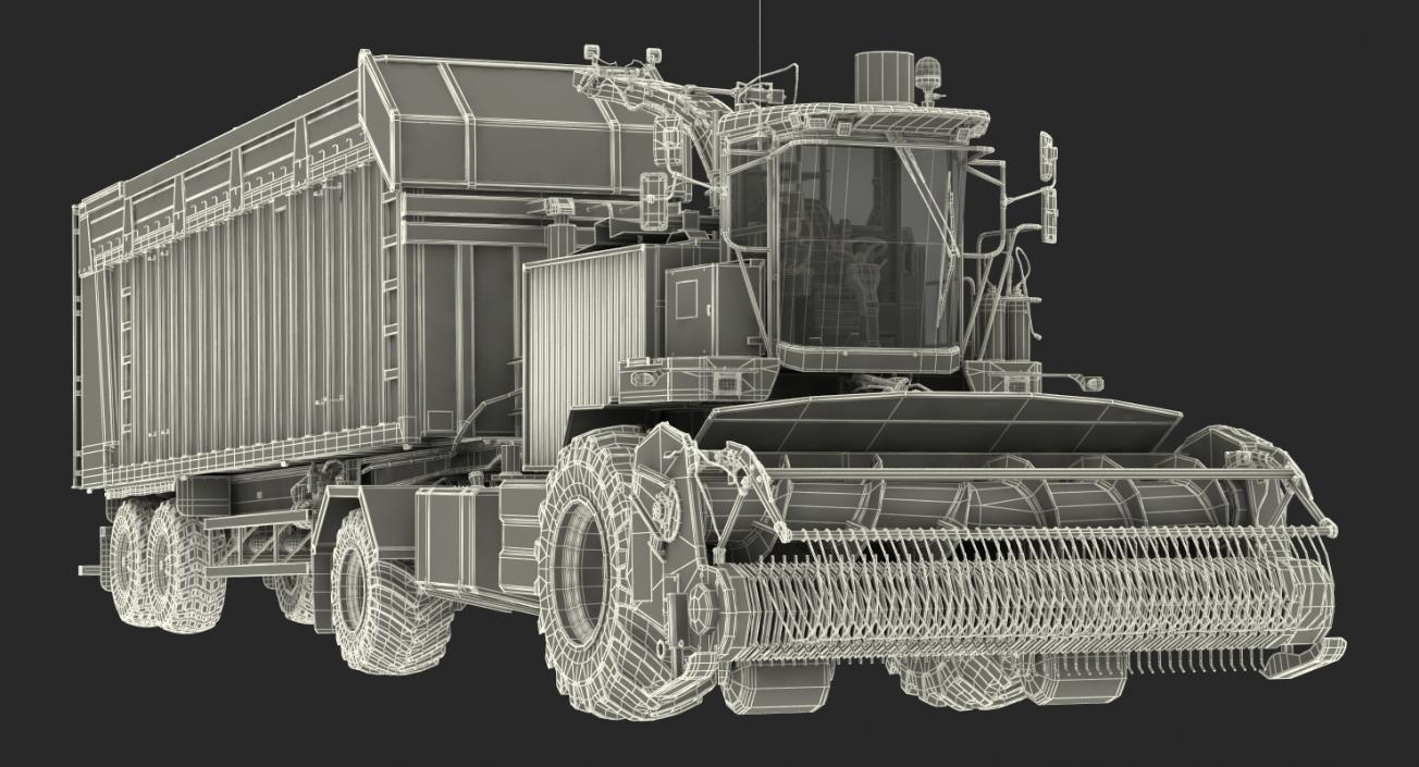 Combine Harvester CMC Saturne 5800 with Trailer Rigged 3D model