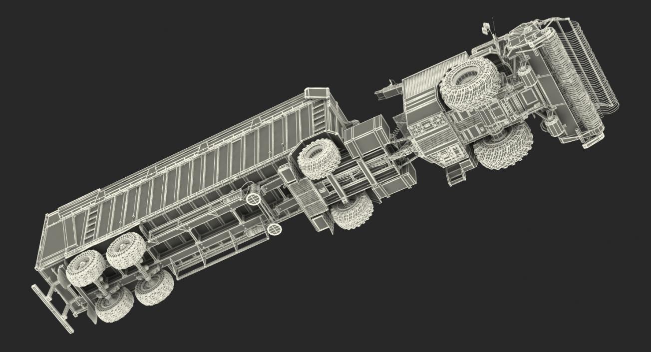 Combine Harvester CMC Saturne 5800 with Trailer Rigged 3D model