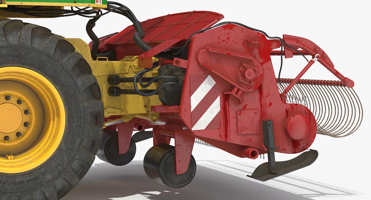 Combine Harvester CMC Saturne 5800 with Trailer Rigged 3D model