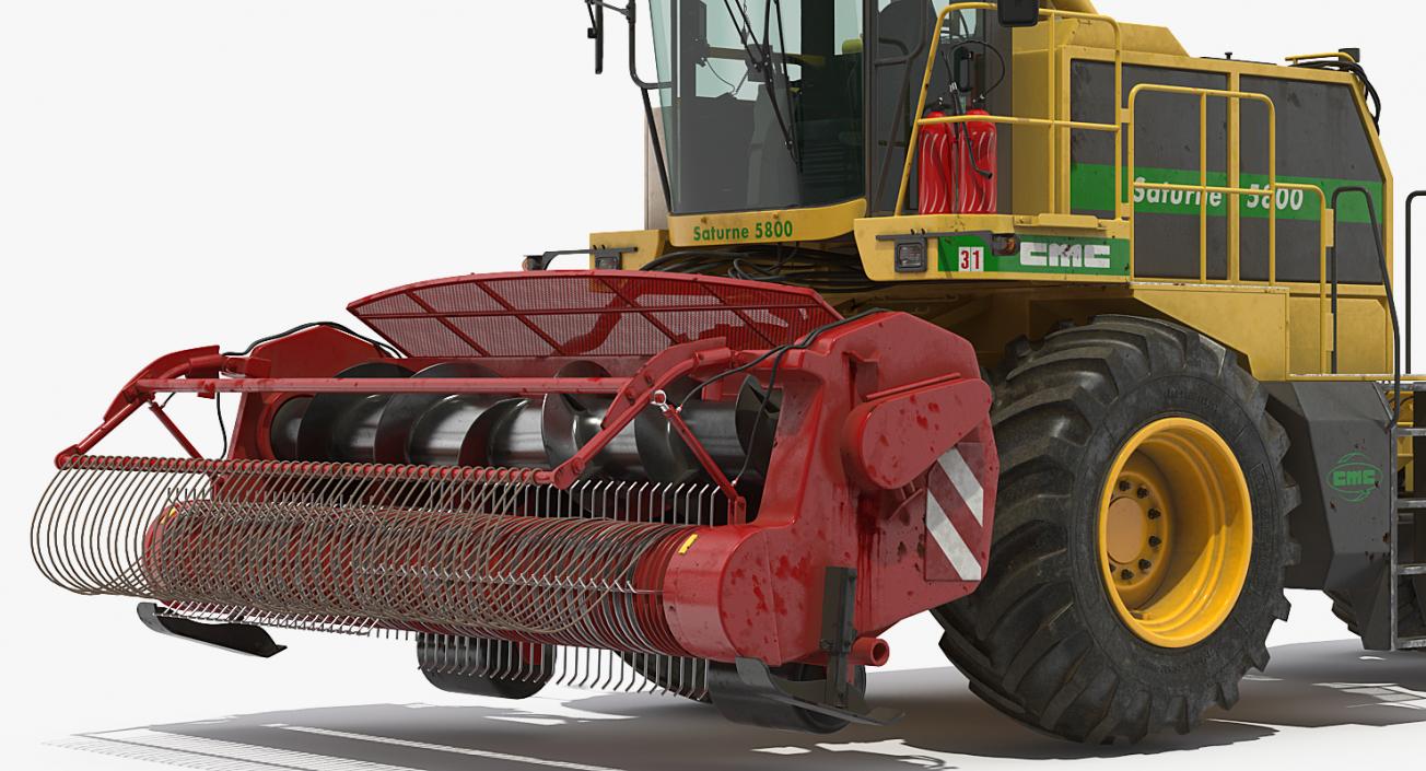 Combine Harvester CMC Saturne 5800 with Trailer Rigged 3D model