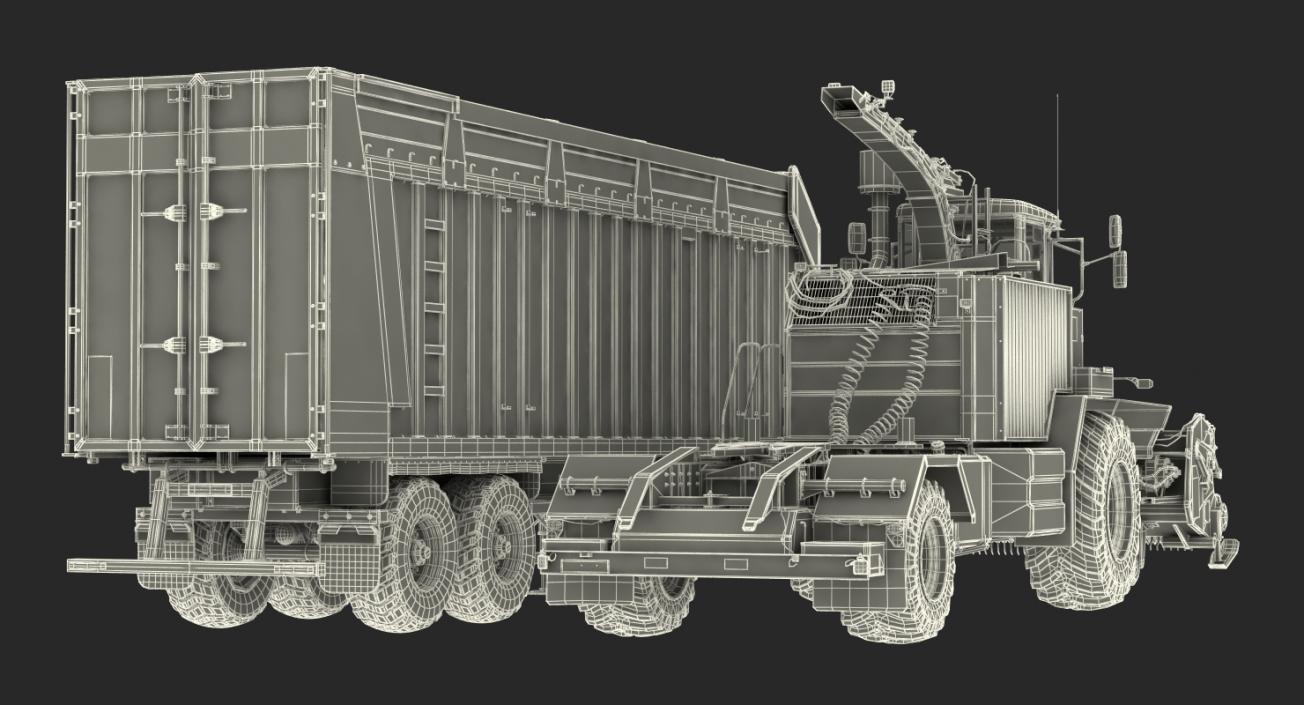 Combine Harvester CMC Saturne 5800 with Trailer Rigged 3D model