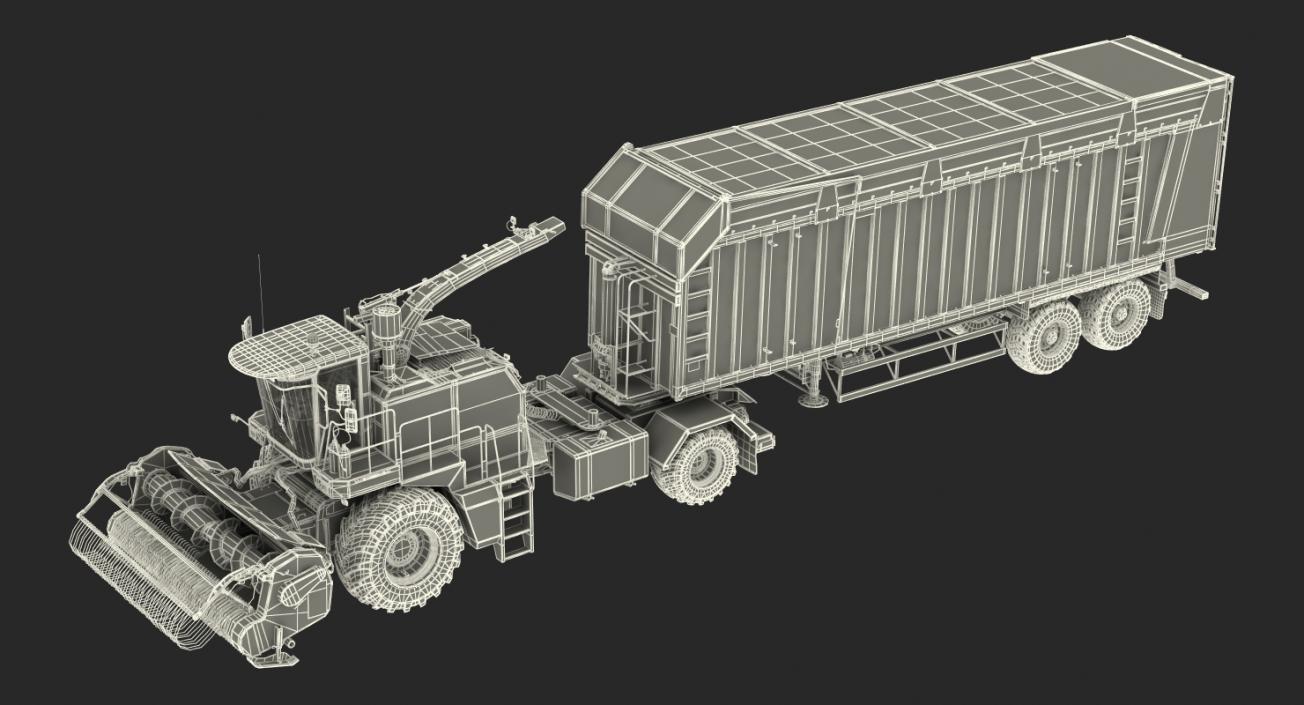 Combine Harvester CMC Saturne 5800 with Trailer Rigged 3D model