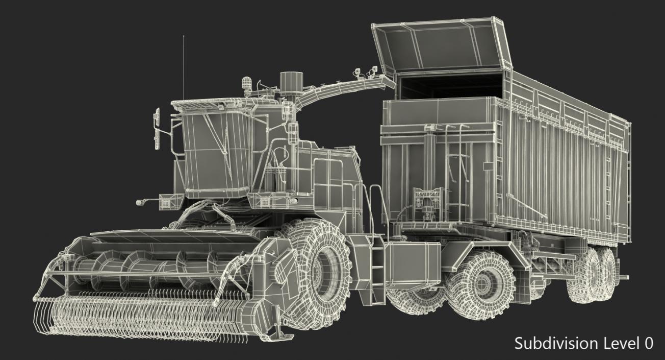 Combine Harvester CMC Saturne 5800 with Trailer Rigged 3D model