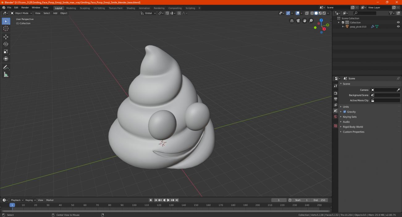 Smiling Face Poop Emoji Smile 3D model