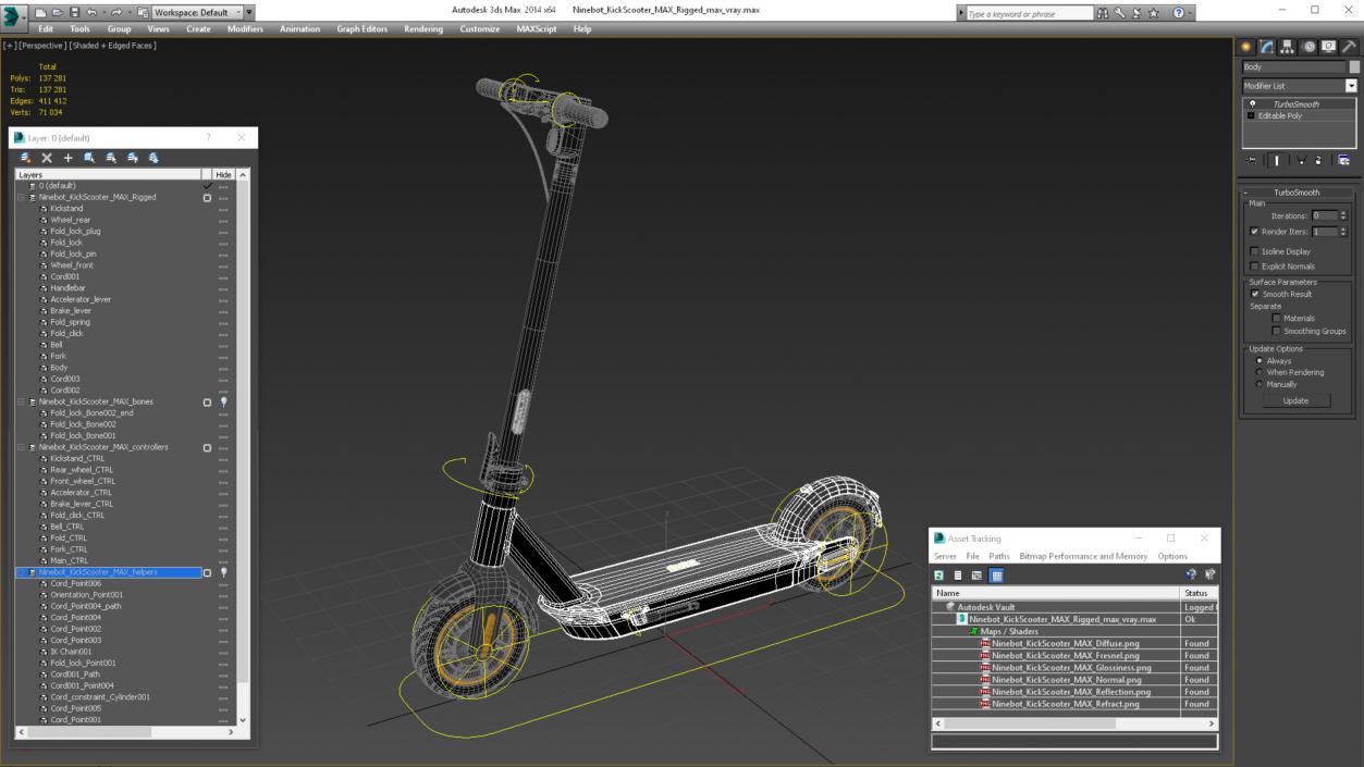 3D model Ninebot KickScooter MAX Rigged