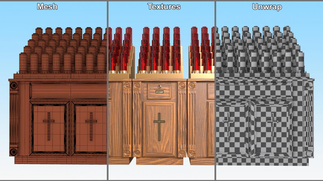 3D model Large Church Votive Candle Stand Cabinet