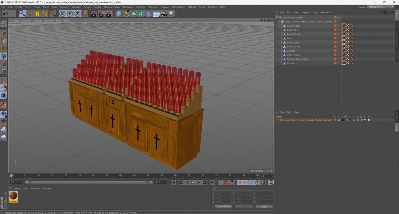 3D model Large Church Votive Candle Stand Cabinet