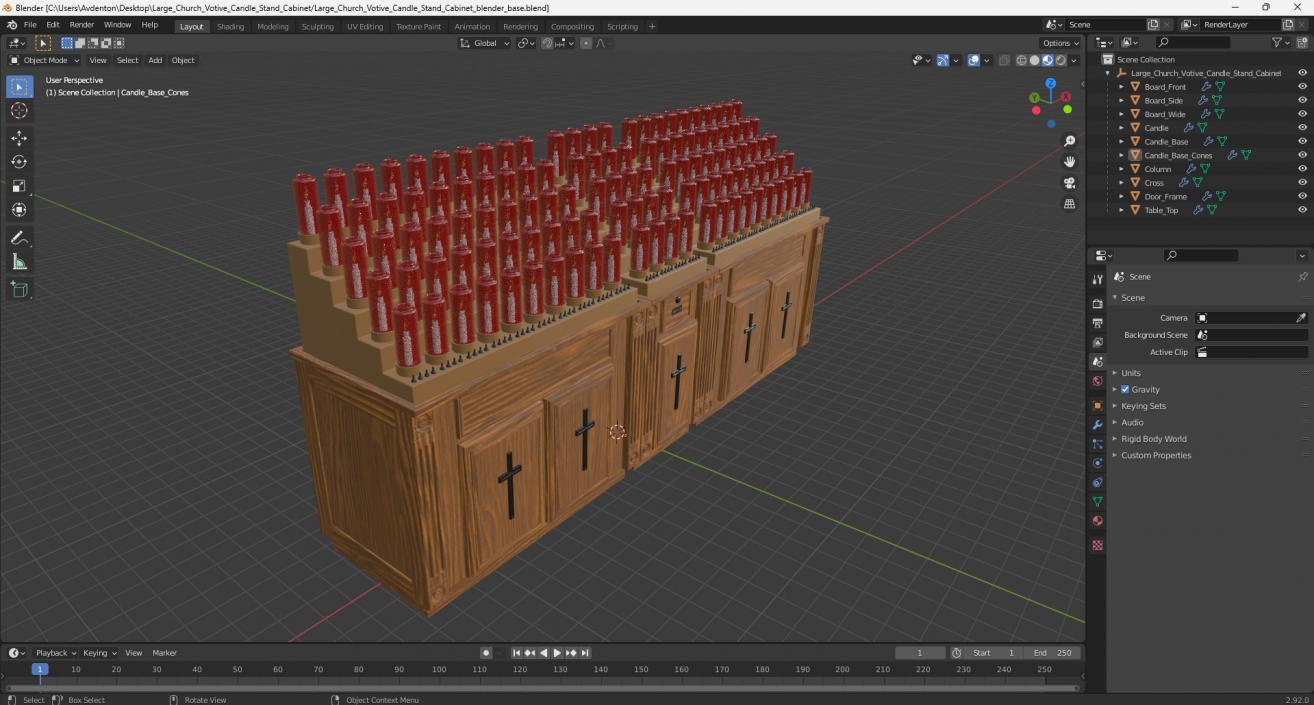 3D model Large Church Votive Candle Stand Cabinet