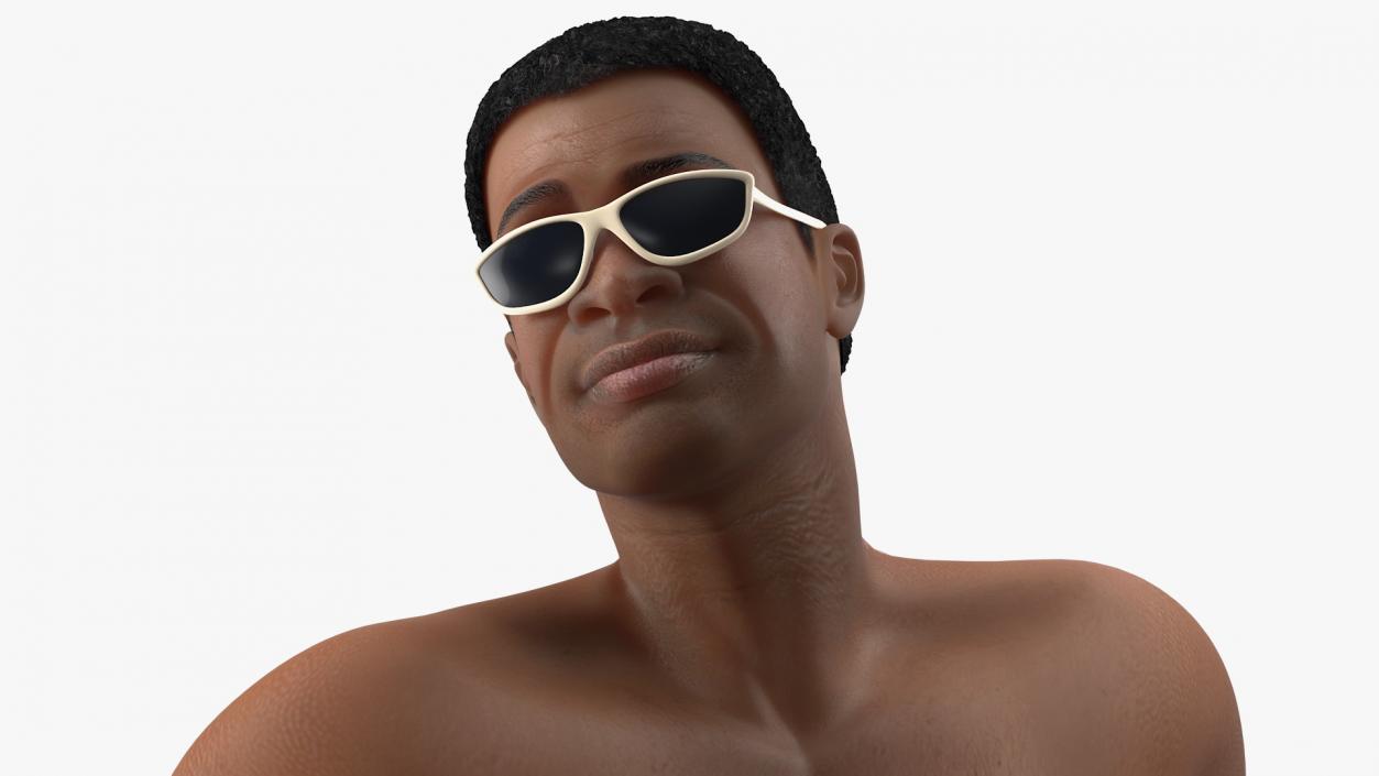 3D Light Skin Black Man in Swimwear Lying Pose model