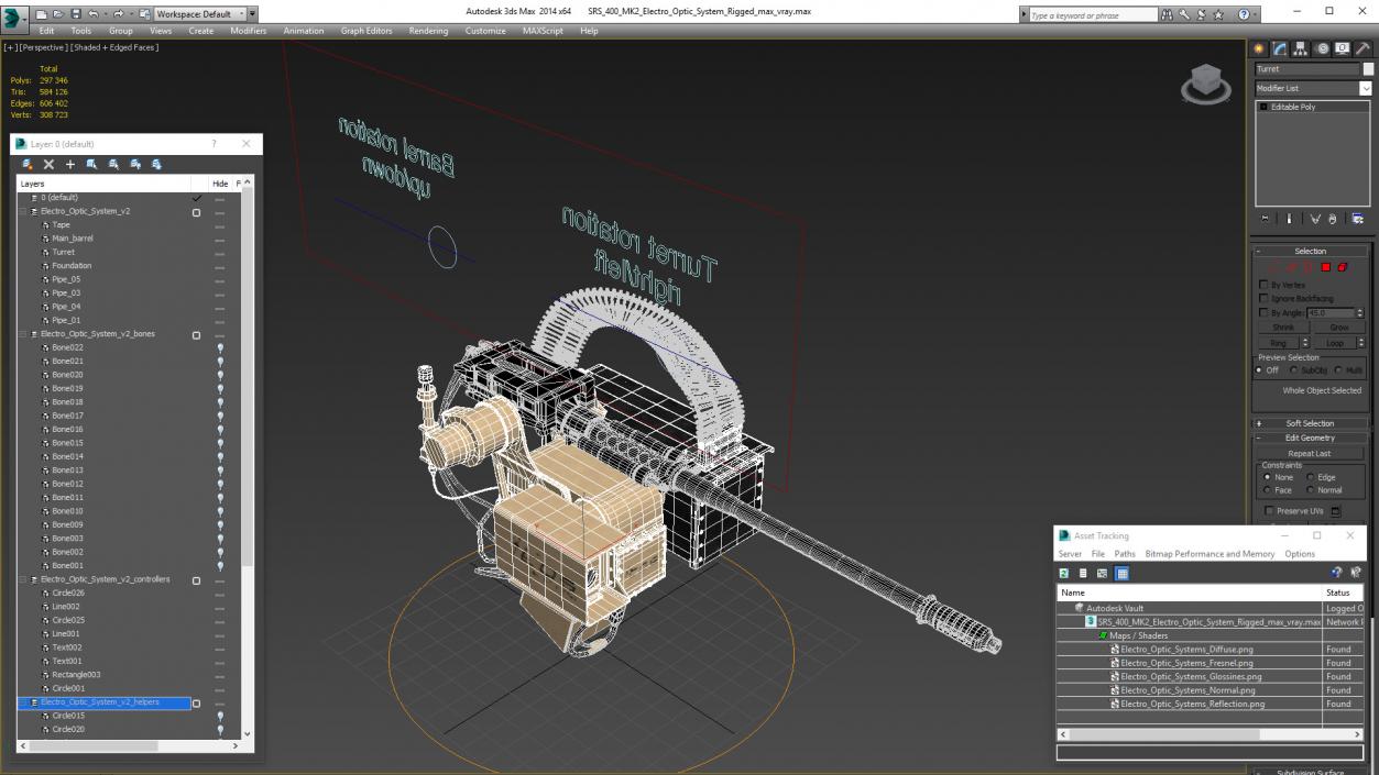 SRS 400 MK2 Electro Optic System Rigged 3D model