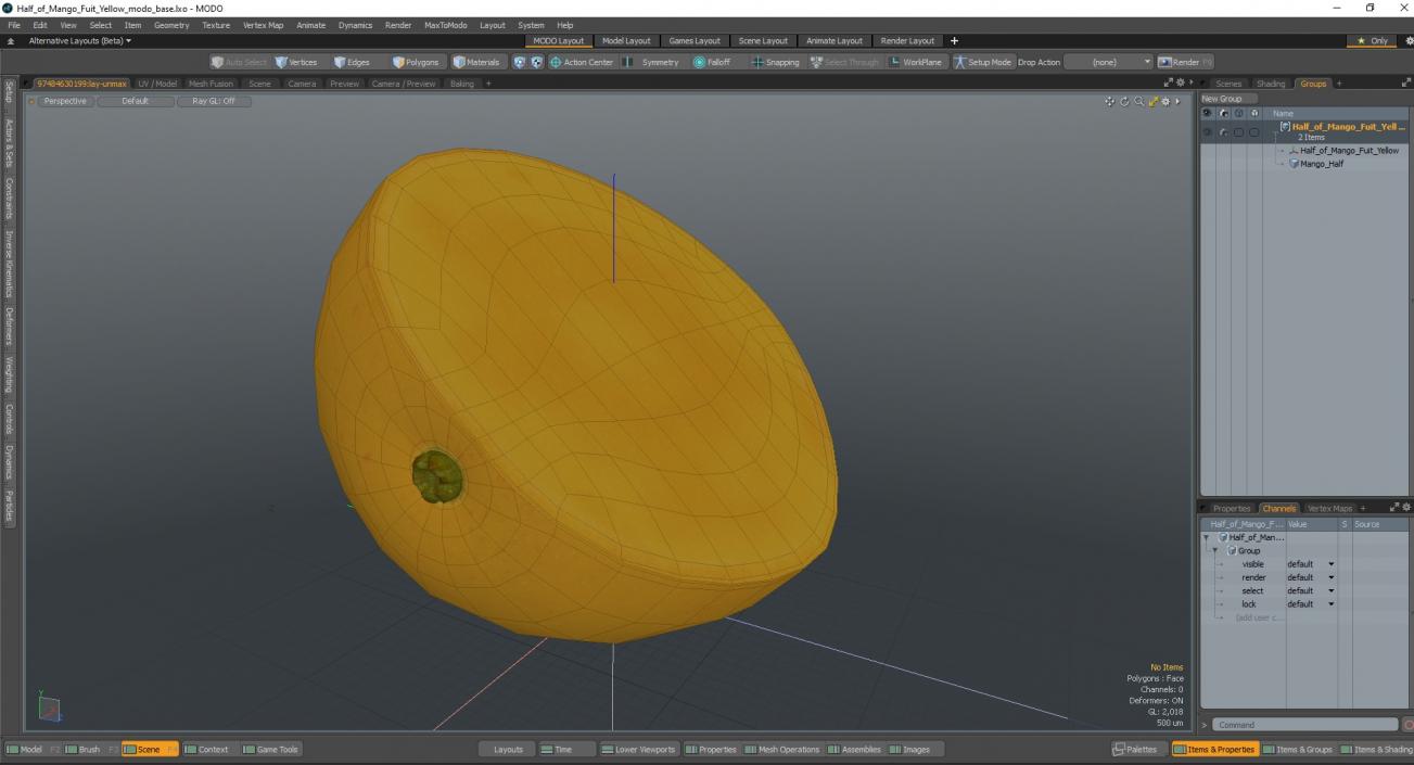 3D model Half of Mango Fuit Yellow