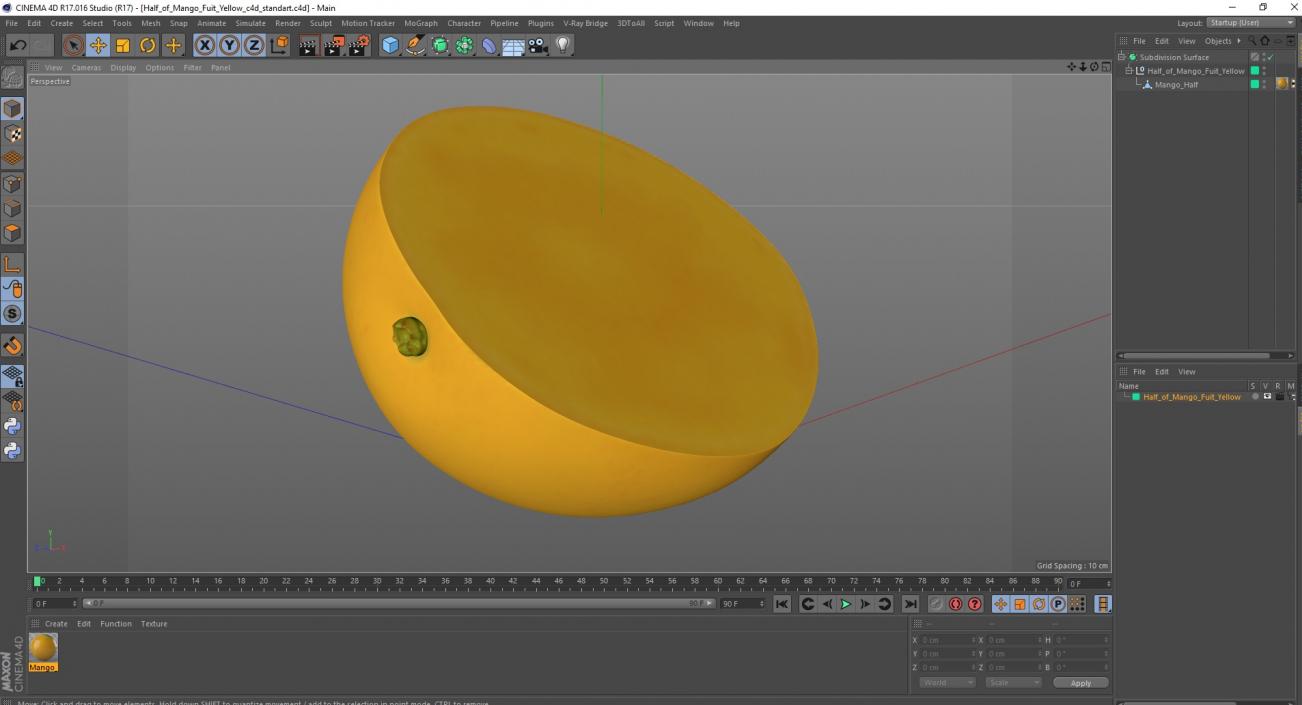 3D model Half of Mango Fuit Yellow