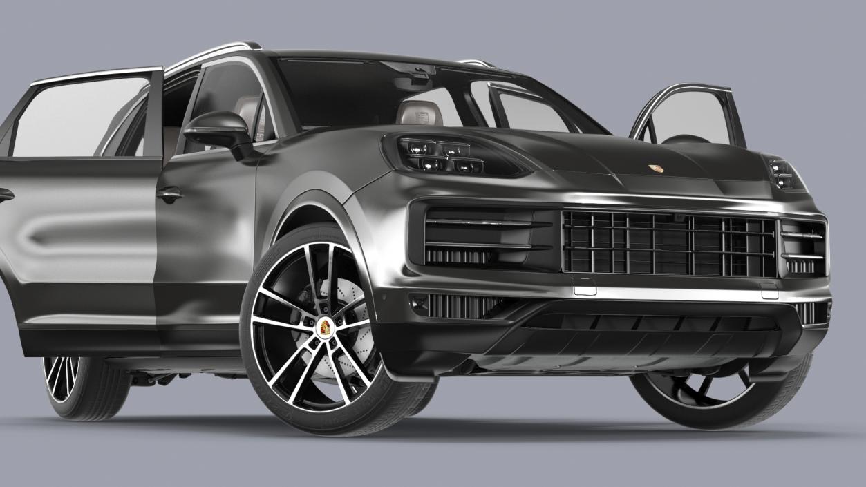 3D 2024 Porsche Cayenne E-Hybrid Gray Rigged